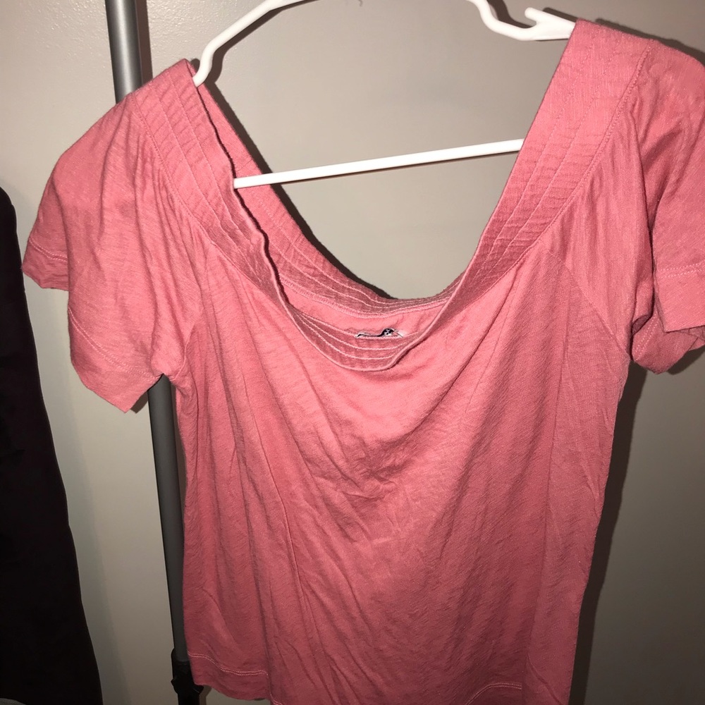 Off-the-shoulder Salmon Colored Top